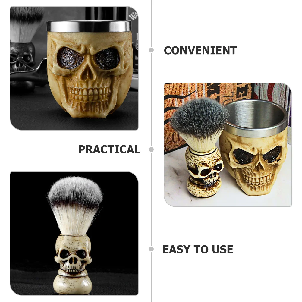 1 set Shaving Brush Set Halloween Gift Men Face Trimmer Portable Bowl Shave Tool Beard Brush Soap Cup Salon Home Use