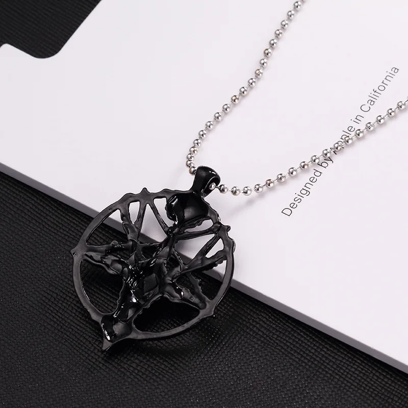 Heißer Verkauf Modeschmuck Vintage Charme Frauen Männer Pentagramm Pfanne Gott Schädel Ziege Kopf Anhänger Kette Halsketten – Detail 11