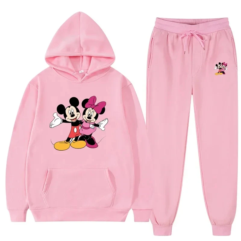 Customizable Pattern Hoodie Suits for Men and Women Disney Mickey Mouse Sweatshirts Autumn and Winter Warm Tops and Pants 3
