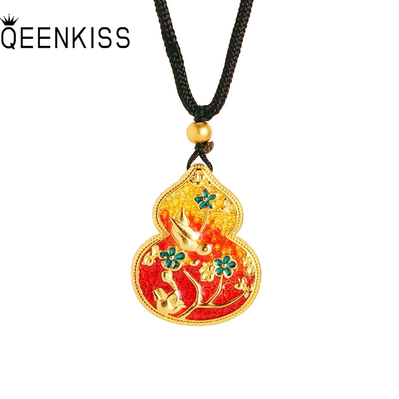 

QEENKISS 24KT Gold Vintage Calabash Necklace Pendant For Women Jewelry Wholesale Wedding Party Birthday Bride Mother Gift PT5154