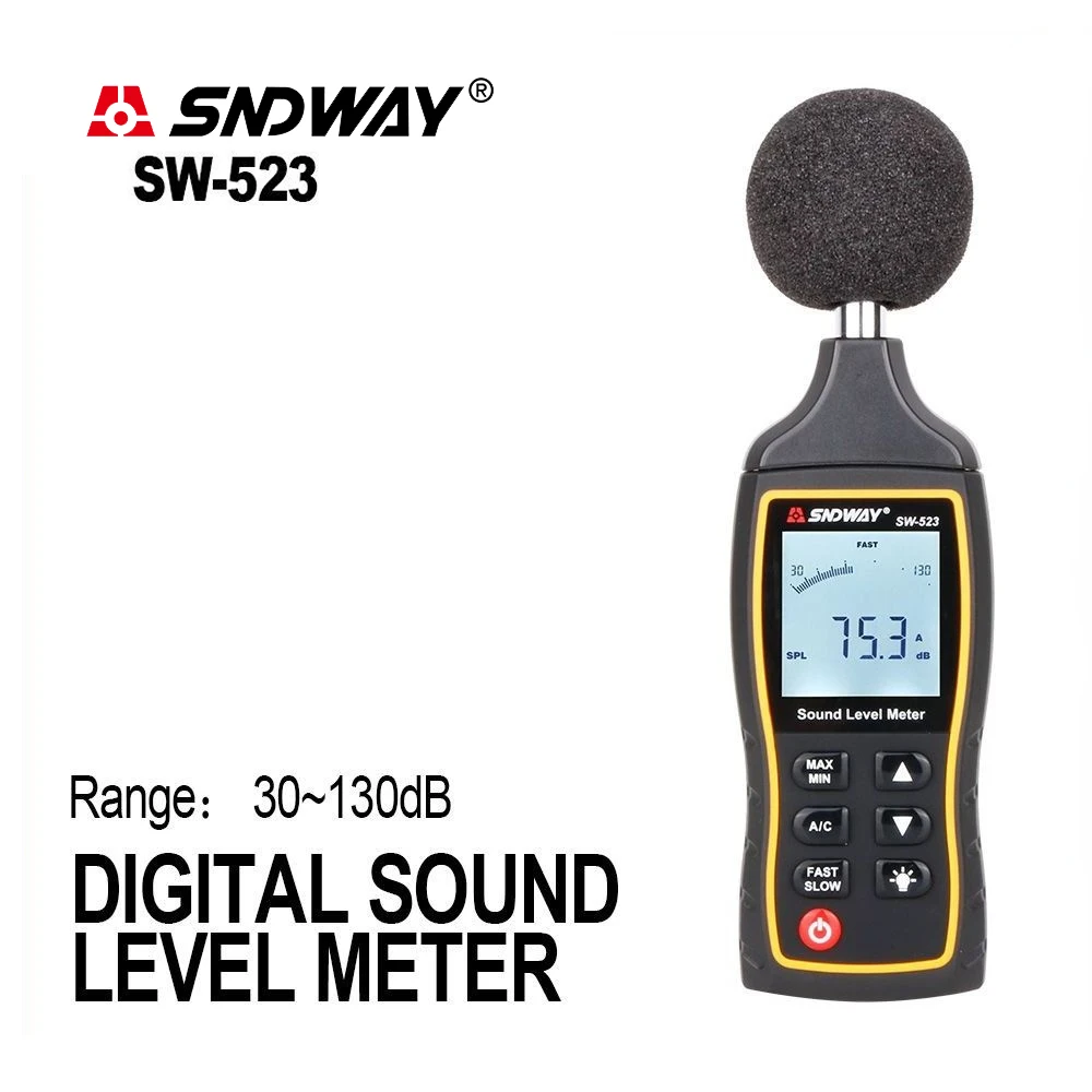 SNDWAY 소음 미터 디지털 DB 소음계 30  130db 데시벨 미니 사운드 미..