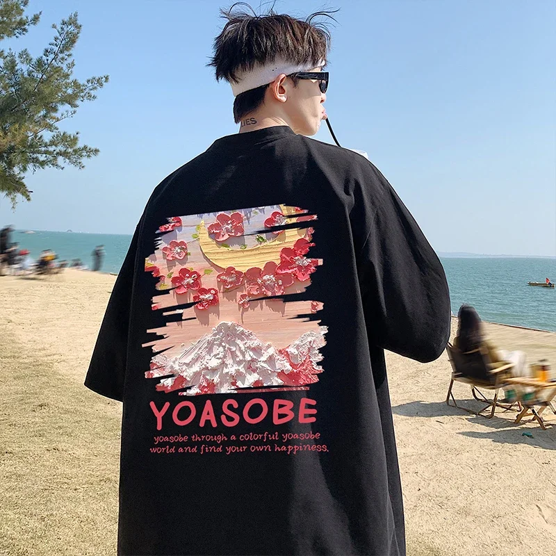 

Футболка мужская с коротким рукавом, Повседневная Свободная рубашка, уличная одежда в стиле Харадзюку, корейская мода, большие размеры, Y2K, на лето