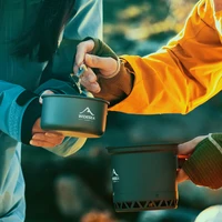 Pot de Camping en plein air 1,3 l 2,3 l, ustensiles de cuisine, ensemble de bouilloires de cuisine en plein air, cuisinière à chaleur, vaisselle de voyage, équipement d'ustensiles de cuisine touristiques 6