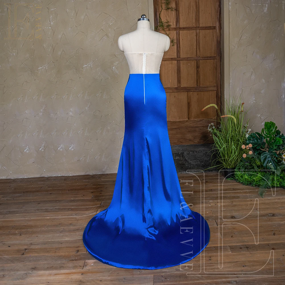 Satin Wedding Dress Bridesmaid Dresses Royal Blue Satin Bridesmaid Dresses Long Sleeve Lace Party Dress for Weddings Side Split Guest Dresses Elegant Gowns Customized