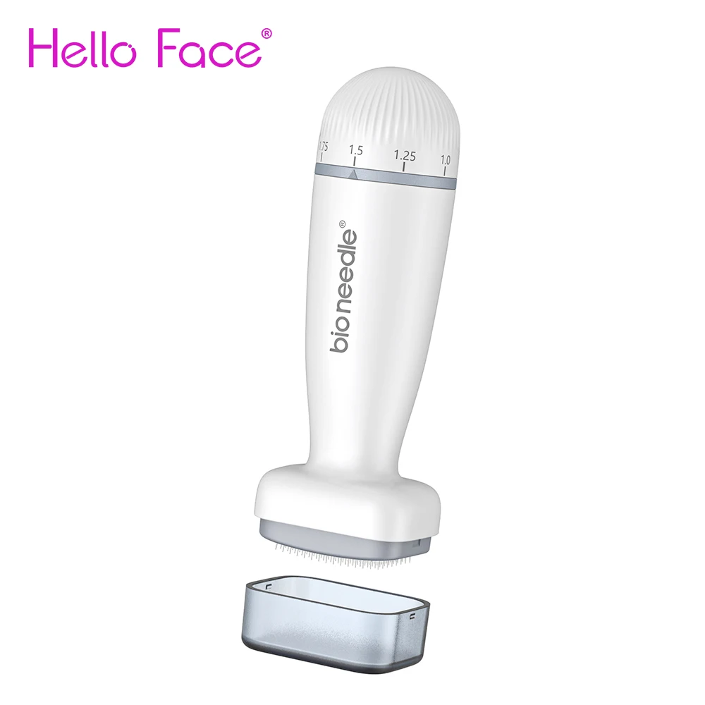 

Hello Face Derma Stamp 120 Pin Needles Adjustable Bioneedle Skin Care Micro needle Roller System Hair Loss Beard Growth Therapy