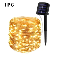 Solar-Powered LED Fairy String Lights for Outdoor & Garden Decor - Waterproof Twinkle Lamps for Christmas & Parties (1PC Warm White)