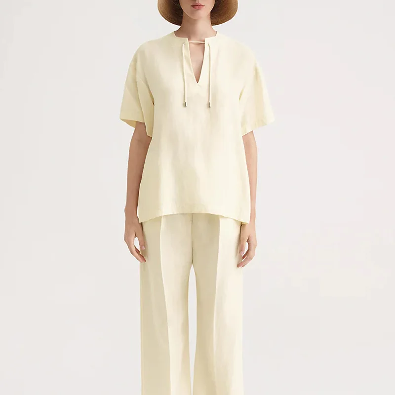 

Футболка TT @ Lyocell женская с V-образным вырезом, Свободный Повседневный нишевый дизайнерский топ с коротким рукавом, лето 2024