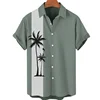 Summer Fashion Men's Short Sleeve Casual Shirt Hawaiian Vacation Coconut Tree Printed Top Seaside Party Wear Men's Oversized Top 5