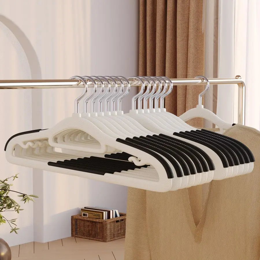 Clothes Hanger I KNOW Plastic Space Saving Clothes Hanger 10PCS Stripe Non Slip Coat Hanger Heavy Duty Pant Rack Upgraded Wide Size Coat