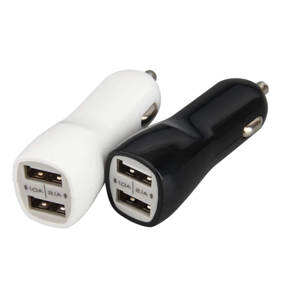 

100 шт., автомобильное зарядное устройство с 2-мя USB-портами