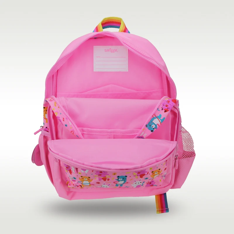 Australia Smiggle Original Children's Schoolbag Girl Backpack Pink Bear Name Learning Stationery 4-7 Years Old 14 Inches