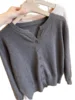 Soft Skin-Friendly Woolen Knitted Cardigan Loose ort V-Ne Korean Sle Outerwear Sweater Jaet Spring 2024 Regular Sve