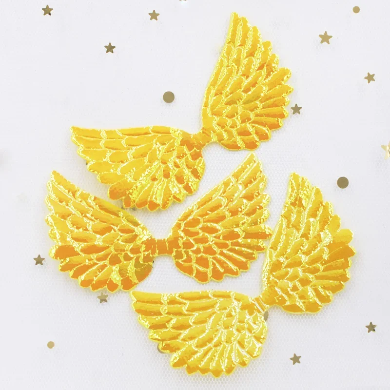 60Pcs Glitter Angel Wing Patches Glitter Fabric Fairy Wing Crafts Appliques DIY Bow Wing Decorative Supplies Resin Scrapbooks images - 6