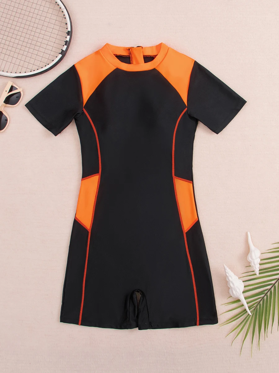Surf Swimsuit Short Sleeve Printed Swimwear Women Zipper Two Pieces Rashguard Diving Clothes Bathing Swimming Swim Suit rash guard,surfing swimsuit