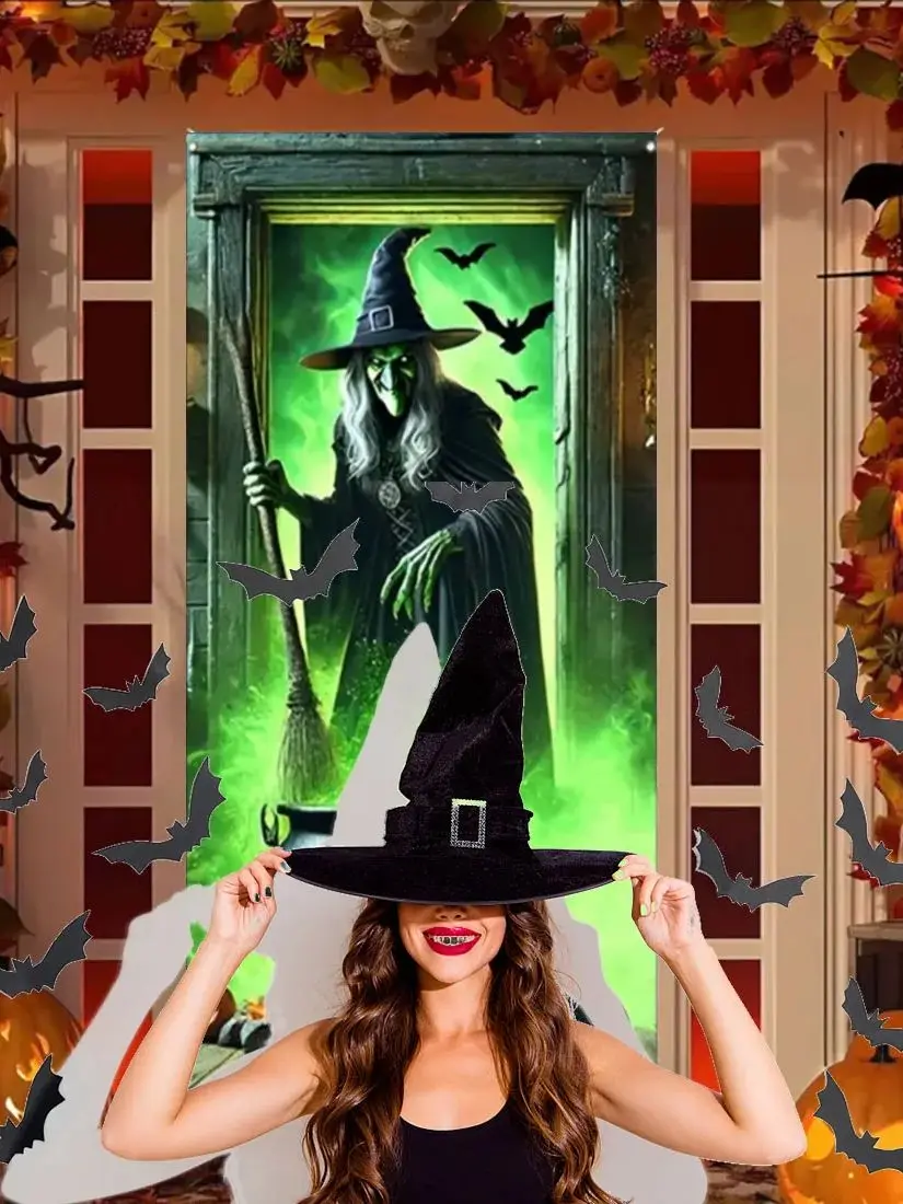 Gruseliges Halloween-Türbanner, Terror, Tag der Toten, Urlaub, hängender Hintergrund, blutiger Horror, Party-Dekoration, Zubehör, Türabdeckung – Detail 2