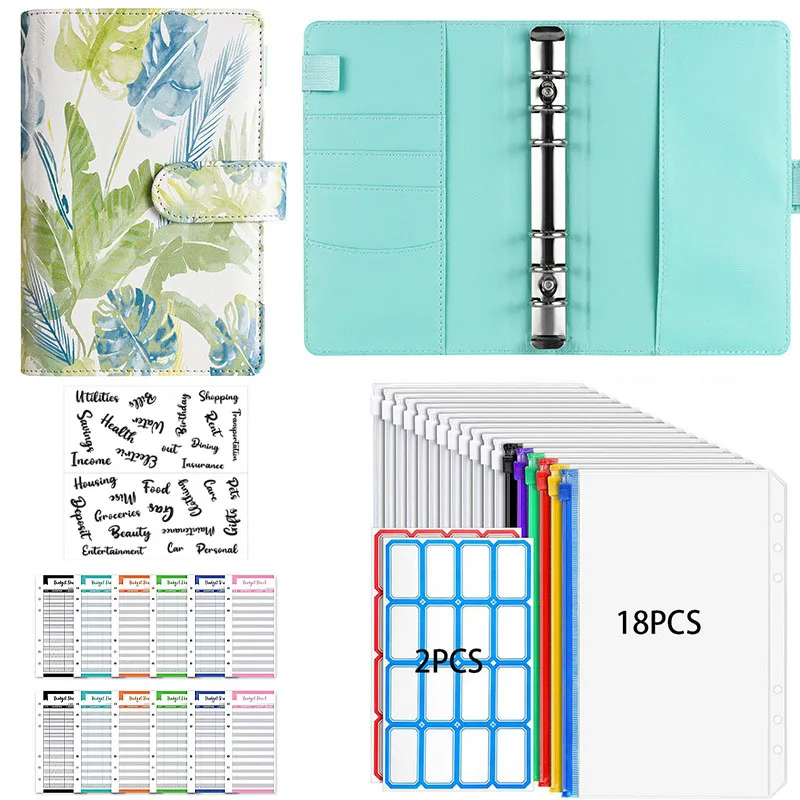 

A6 Plant Color Budget Binder Zipper Envelopes Organizer Cash Envelopes for Budgeting Saving Money Planner Pockets Accessories