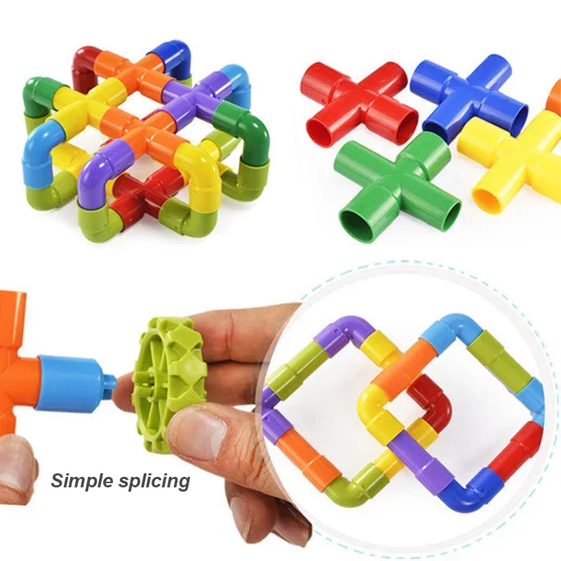 Pipe Building Toys Children's Pipe Building Blocks Toy Assembly Plastic Water Pipe Educational Interactive DIY 3 Years Old Kindergarten