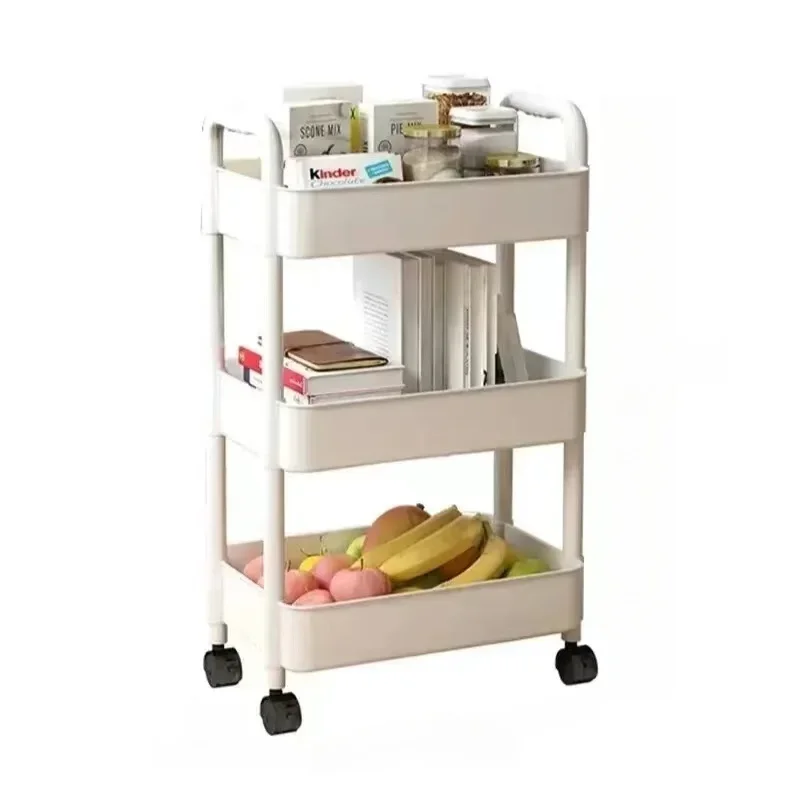 Household Multi-layer Small Cart Storage Rack Floor To Floor Kitchen Bedroom Bathroom Storage Rack With Wheels
