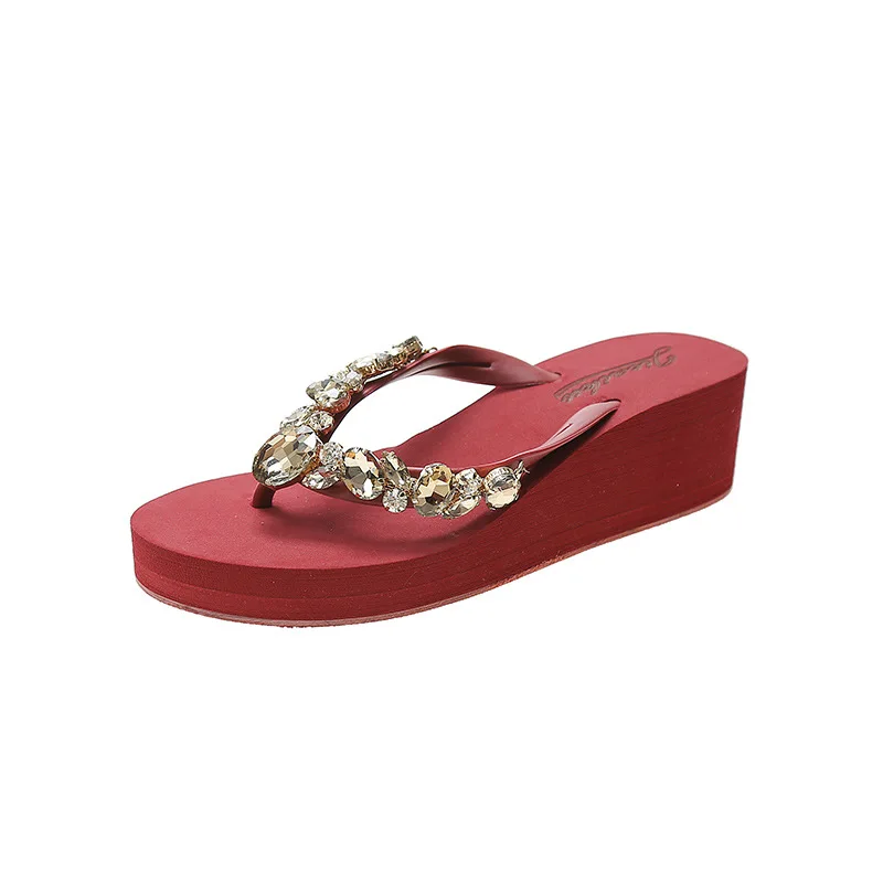 Rhinestone Platform Flip-flops Women's Summer 2022 New Fashion