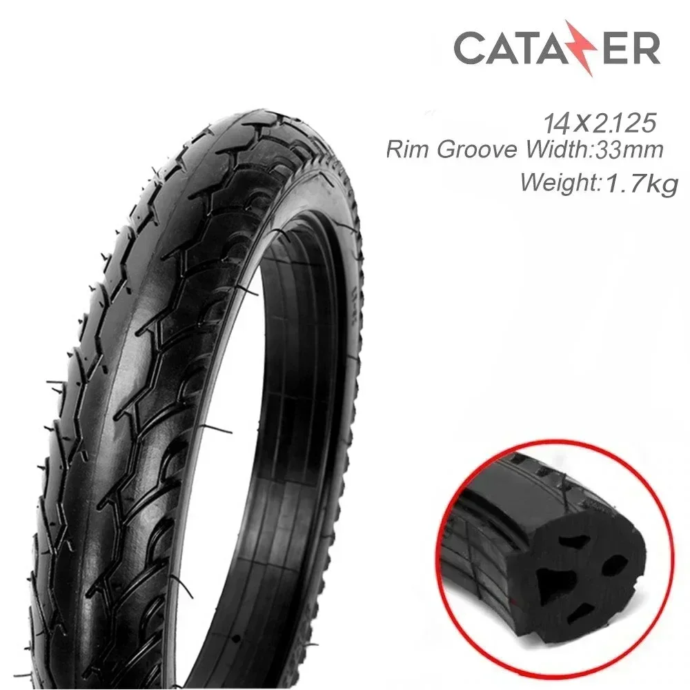 

14 Inch 14X2.125 Bicycle Solid Tire Electric Bike Tubeless Solid Tyre Wear-resistant Explosion-proof Airless Tire