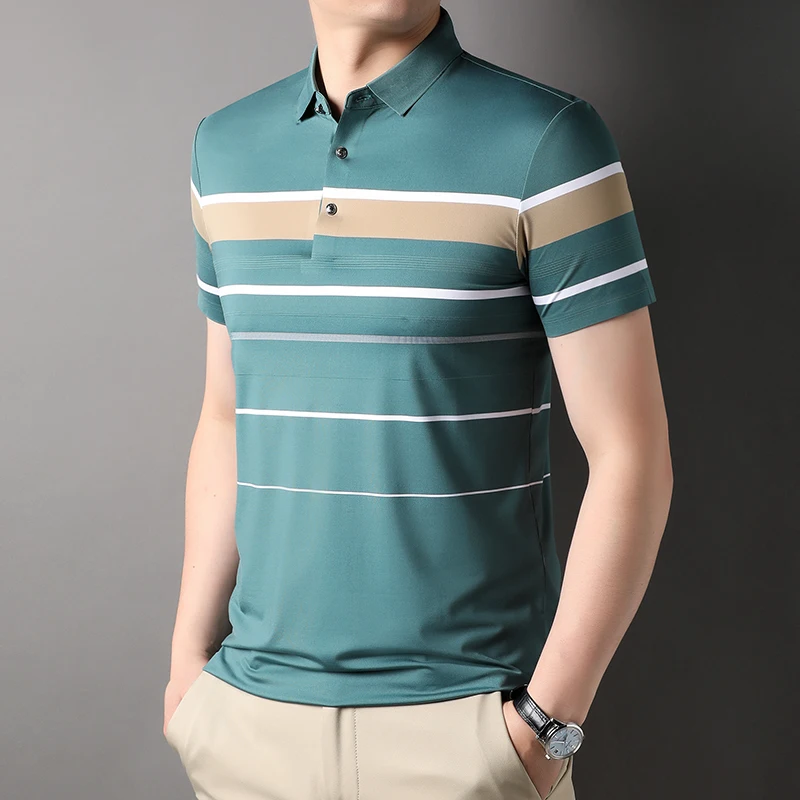 Top Grade Yarn-dyed Non-marking Process Summer Polo Shirts For New Men Short Sleeve Slim Fit Casual Tops Fashions Mens Clothes