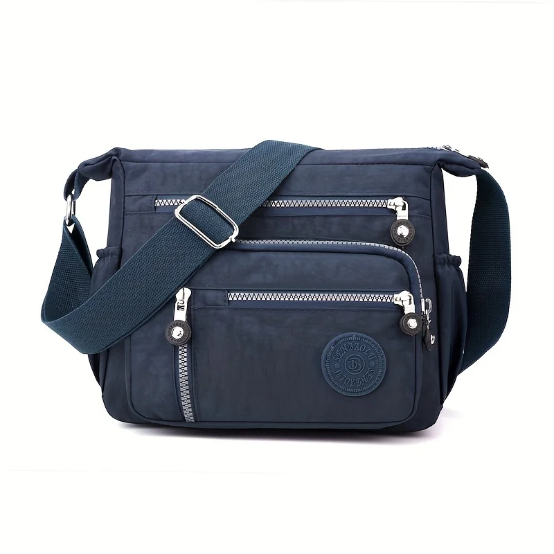 Waterproof Nylon Crossbody Bag, Multiple Pockets & Zipper Closure, Stylish Casual Shoulder Bag for Travel, Everyday Use