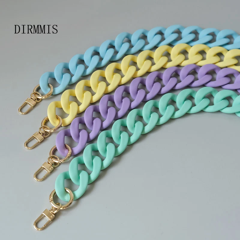 New Fashion Woman Handbag Accessory Chain Matte Candy Purple Blue  Resin Chain Frosted Strap Women Clutch Shoulder Purse Chain diy new fashion woman handbag accessory chain pink detachable resin blue luxury strap women clutch shoulder purse chain