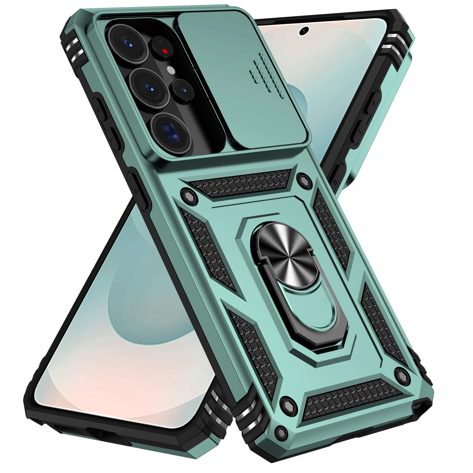 Rotating Slide Lens Military Grade Armor Phone Case Cover