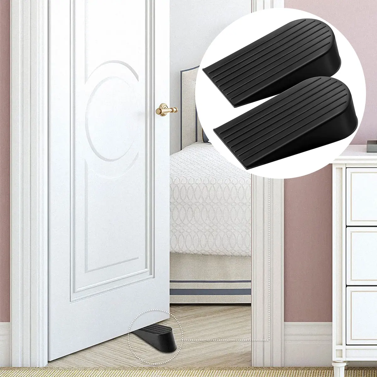 

2 Pack Door Stopper Black Extra Large Door Stopper 1.9in Height Big Door Stop Heavy Duty Non-Slip Rubber Door Stop Door