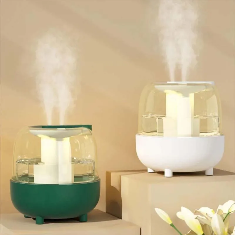Large Capacity Usb Double Spray Air Humidifier Desk Cool Mist Mute Humidifier With Night Light For Fogger For Home Office Room