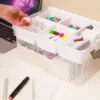 Plastic Storage Box with Removable Tray Craft Organizers and Storage Clear Storage Container for Organizing Bead, Tool, Sewing 4