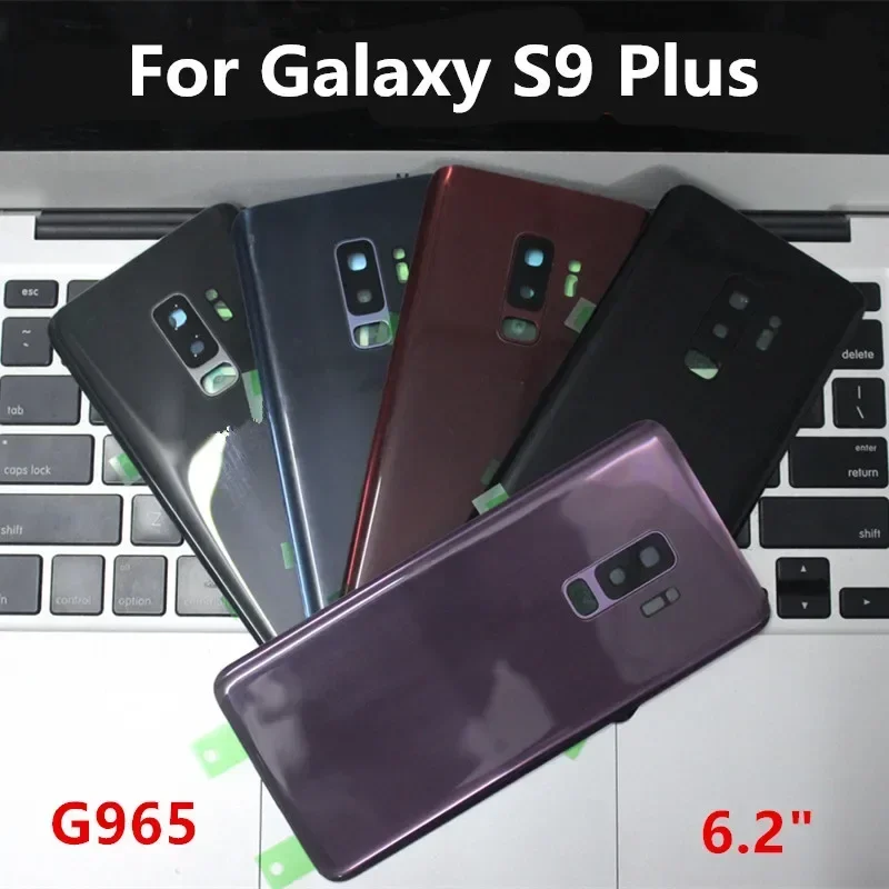 삼성 갤럭시 S9 플러스 G965 유리 배터리 뒷면 커버 수리 용 S9Plus 하우징 도어 폰 후면 케이스 + 카메라 렌즈 교체