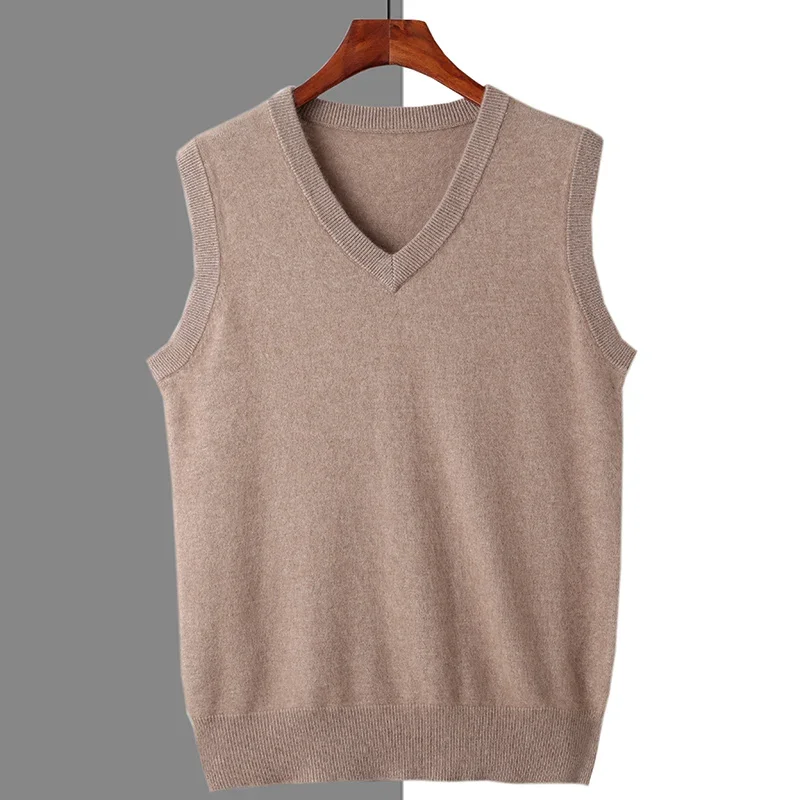 Autumn/Winter Men's Sweaters Marten cashmere Vest Fashion New Sleeveless V-neck Casual Young Style Pullover Solid Knitted Tops