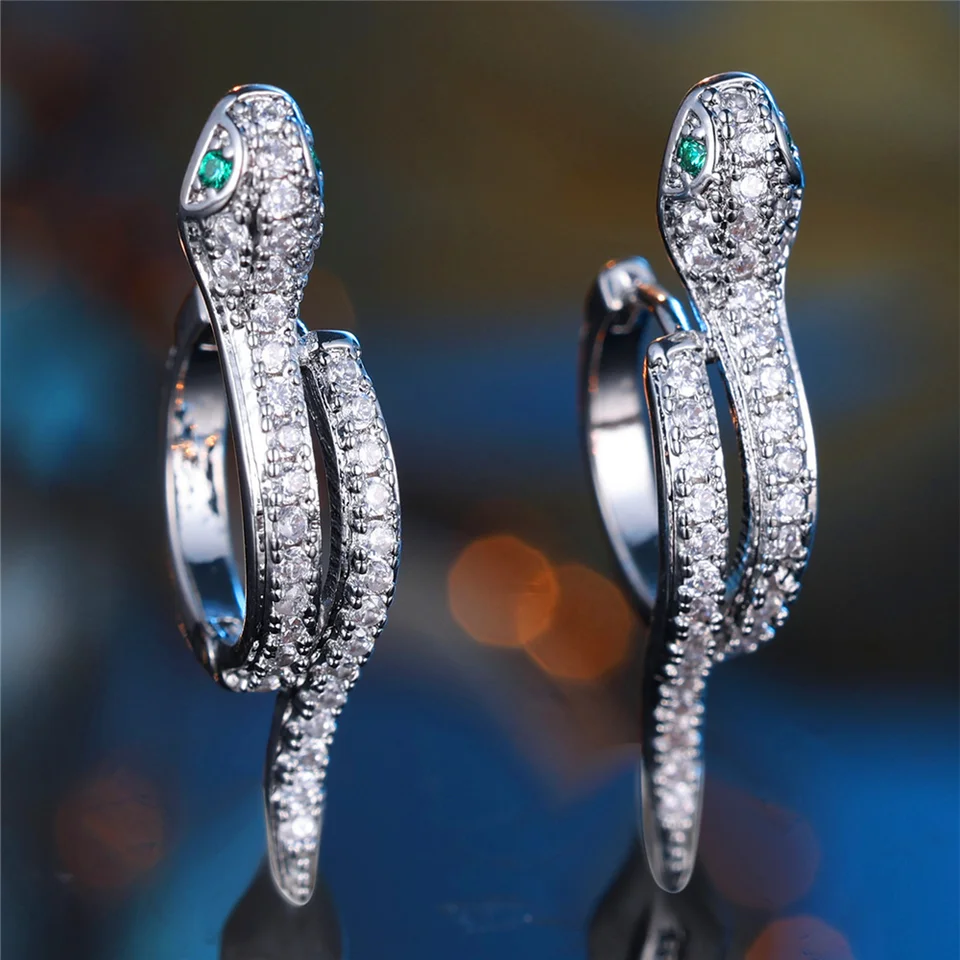 Orecchini a cerchio in argento sterling a forma di serpente 925 all