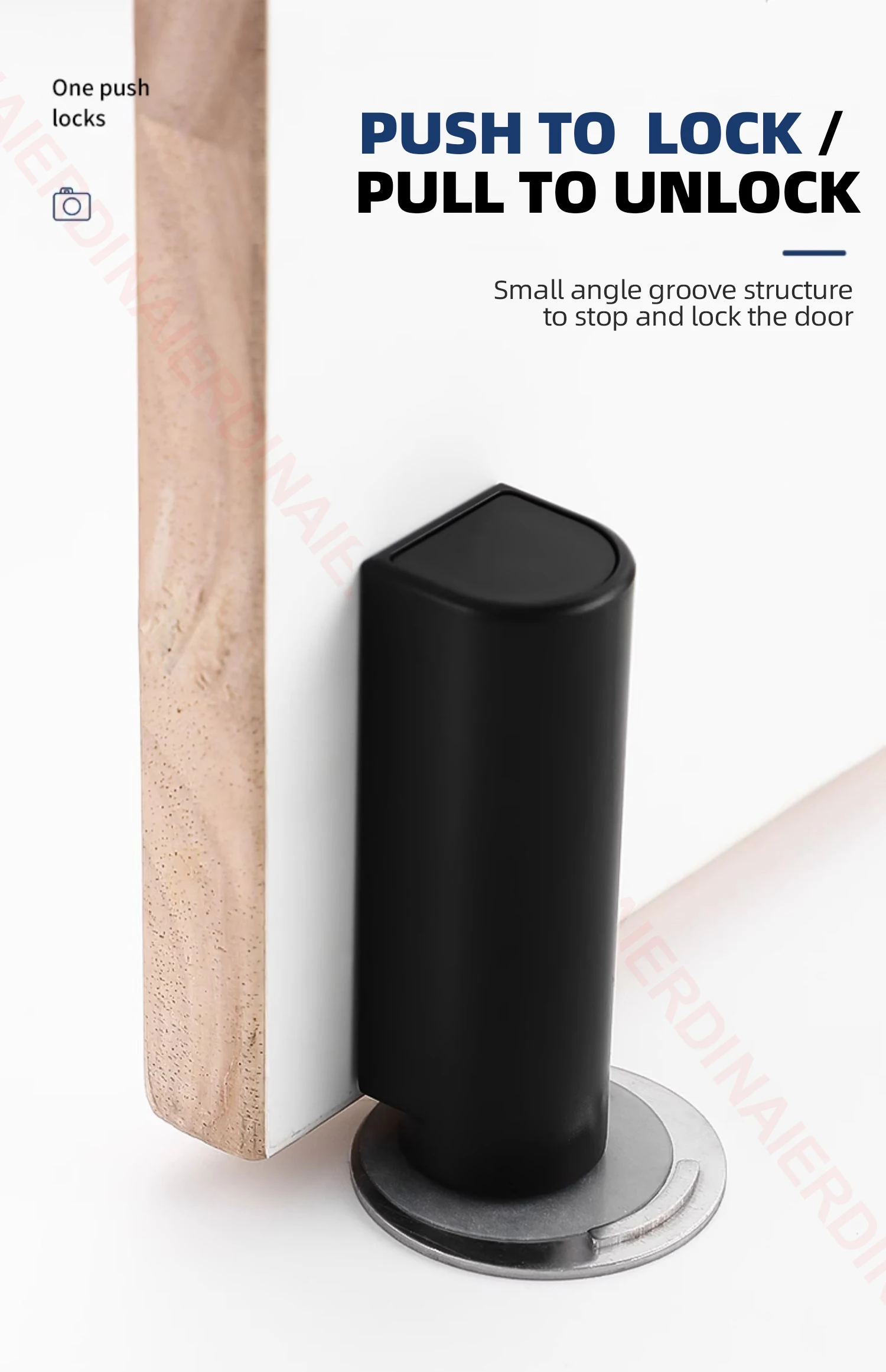 Duty Door Stop, Preto Prego-Free Porta Sucção Titular, Hardware