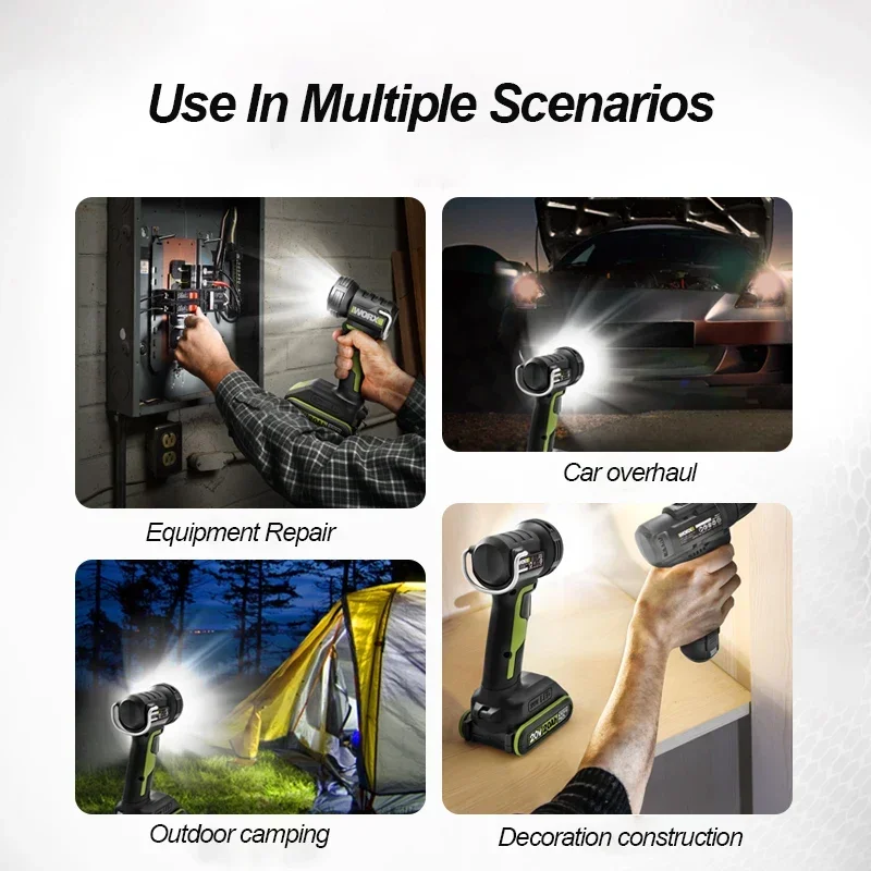 WORX WU027 Multi-function Flashlight Outdoor Portable LED Light Universal Wide Interface [Non Battery and Charger]