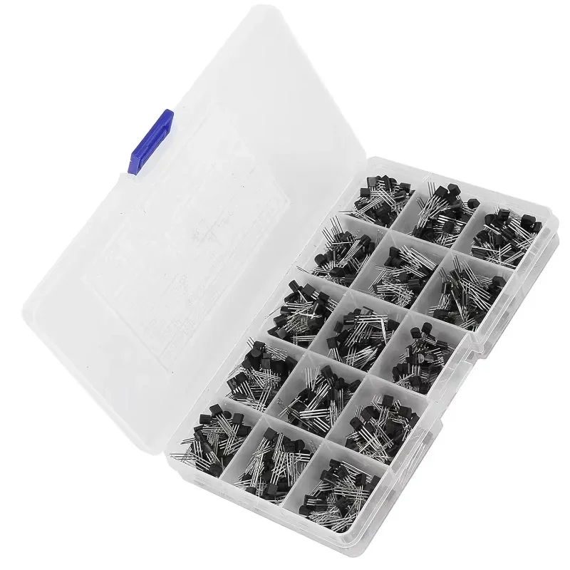 600pcs/box Triode Transistor kit TO-92 Three Pin Transistor Assortment Kit Set for 15 Value 2N2222-S9018