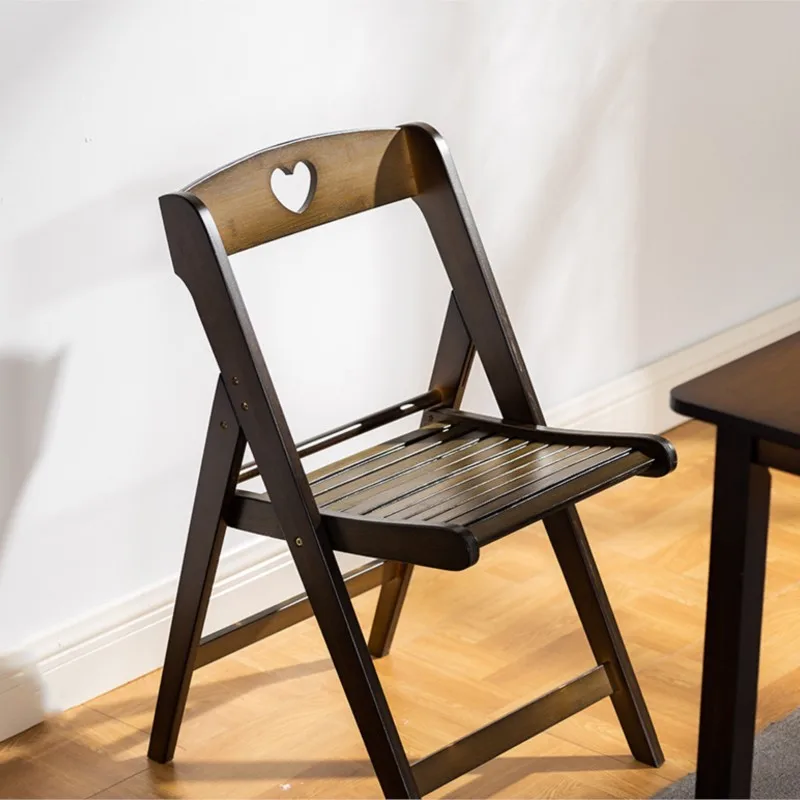Retro Foldable Chair Home Back Chair Nordic Solid Wood Dining Office Computer Stool Simple And Simple Portable
