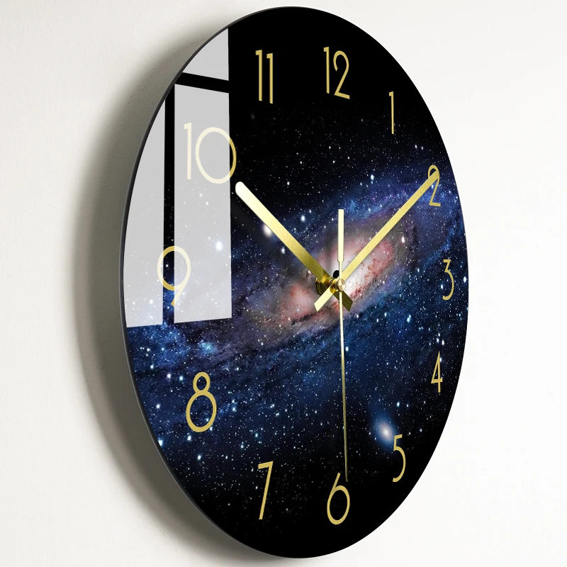 Glass Wall Clock Silent Watch Wall Clocks Color:BL24;Sheet Size:12 inch