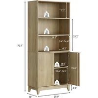 Modern Farmhouse Book Shelf with Storage Cabinet and Adjustable Shelves for Bedroom Home Office Living Room 1