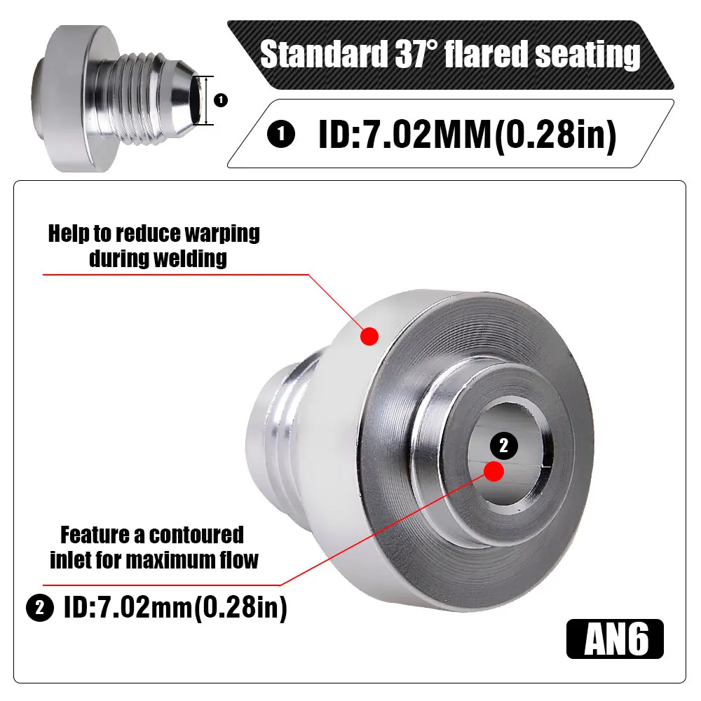 AN6 AN8 AN10 Aluminum Nitrous Hose Fitting Male Billet Straight Male Weld Fitting Adapter Weld Bung