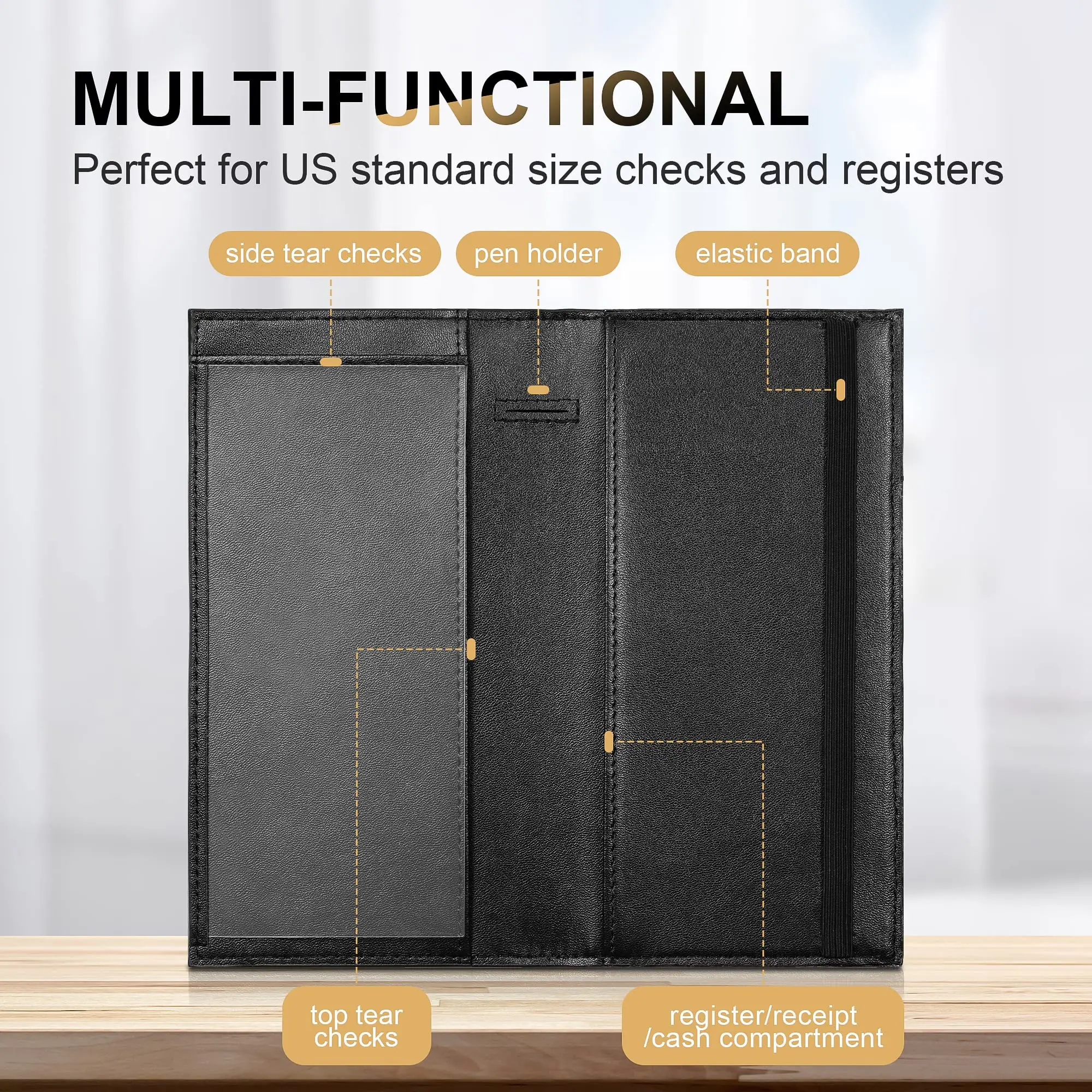 Checkbook Cover for Personal Checkbook Holder RFID Blocking Premium Leather Cover for Duplicate Checks checkbook cover