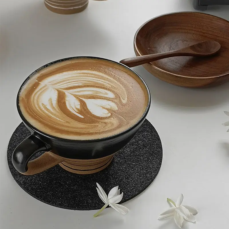 

Japanese Style Ceramic Coffee Cup Creative Retro Coffee Latte Cup Striped Breakfast Cup Water Cup