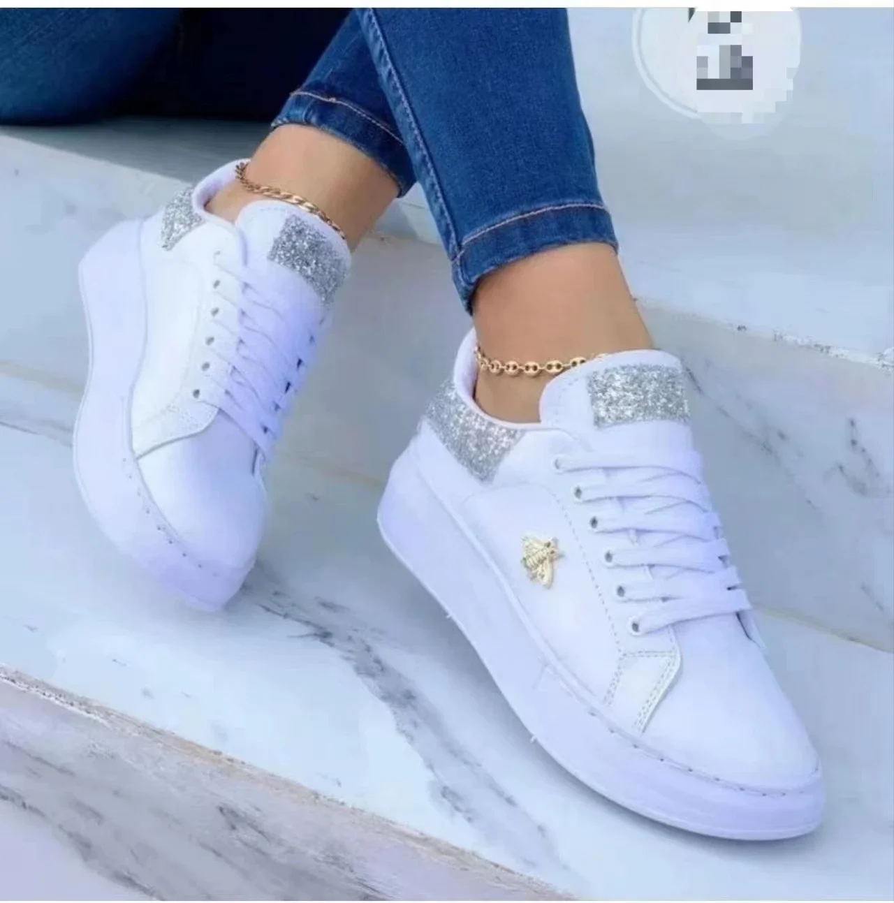 2025 Autumn Shoes Waterproof White  Version Lace Up Casual Flat Sport Shoes Ladies Vulcanized Sneakers for Women Korean 4