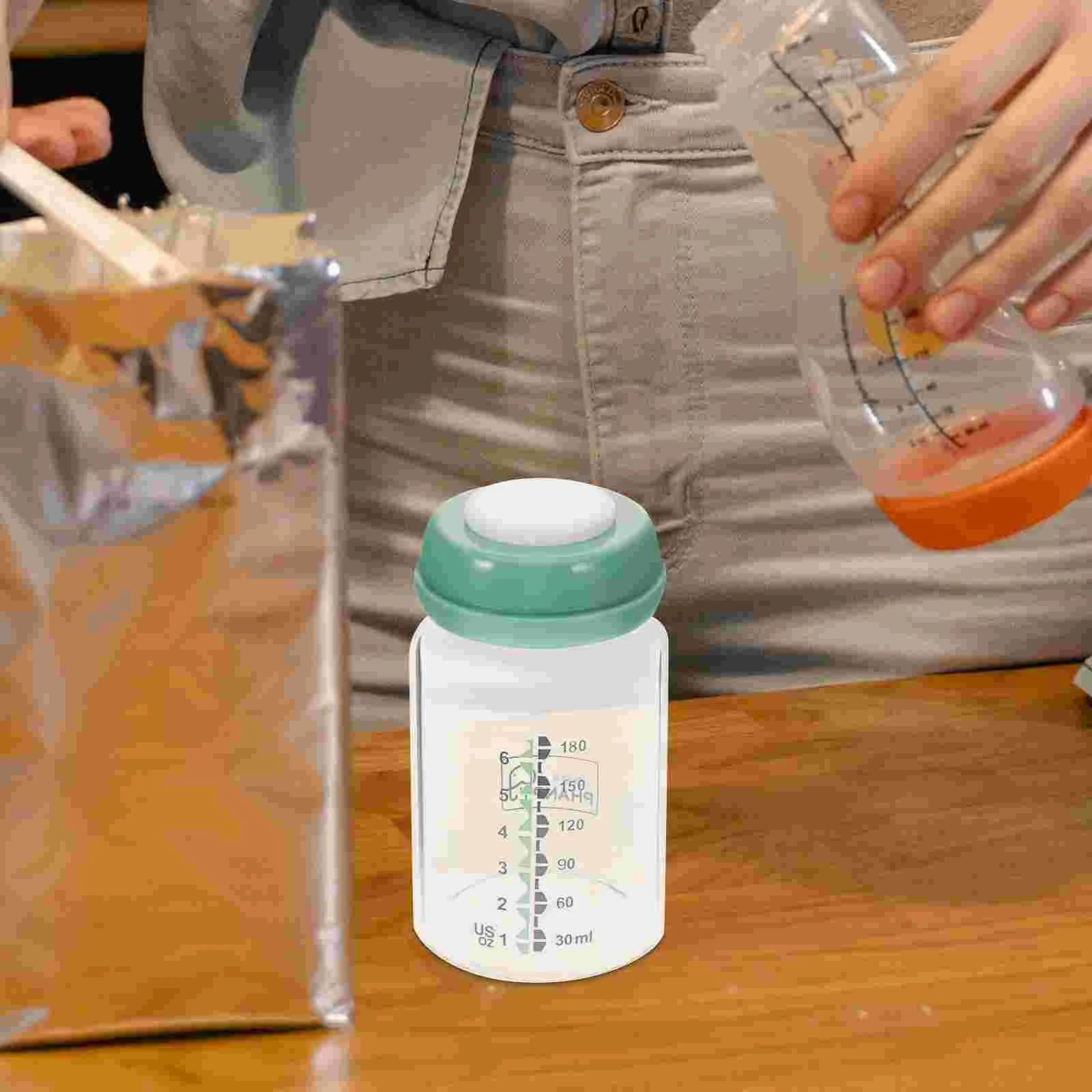 2 Pcs 180ml Green Breast Storage Bottles Wide Mouth Glass Baby Feeding Containers Safe Eco Friendly Transparent Practical