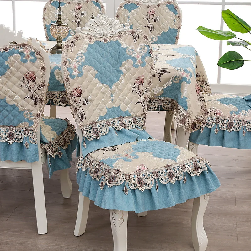 New Home Fabric Rectangular Water-soluble Edge Pad Tulip European Style Dining Chair Pad Anti Chair
