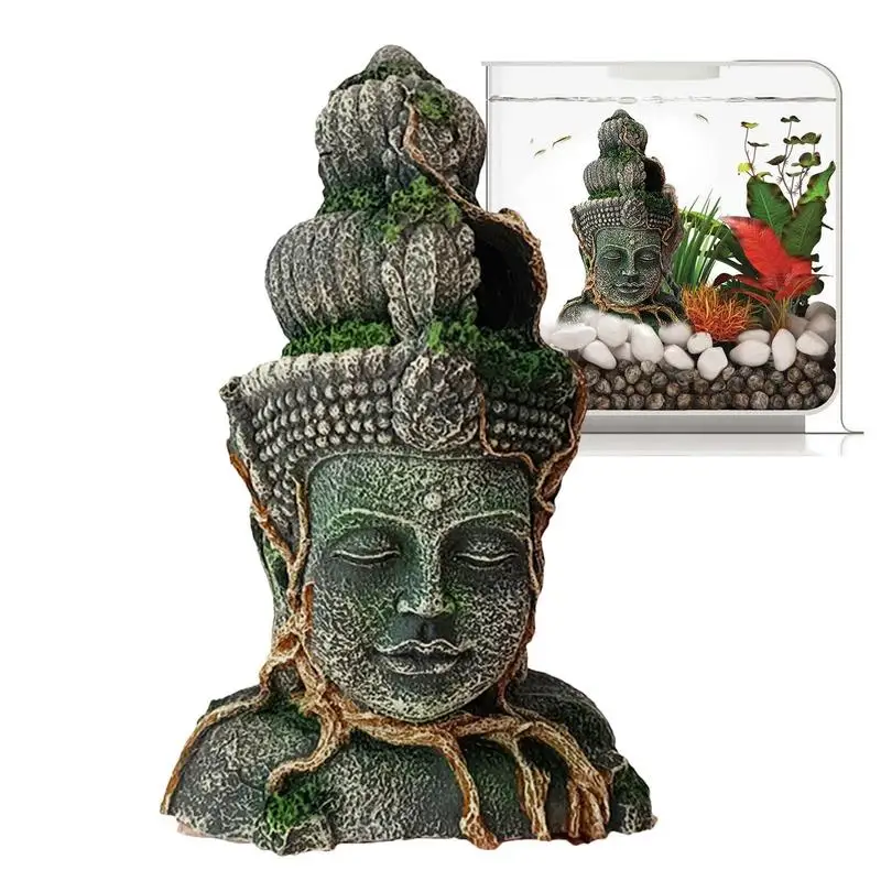 BuddhaAquariumDecorBuddhaHeadSculptureFishTankDecorationFishHideoutCaveForLarge