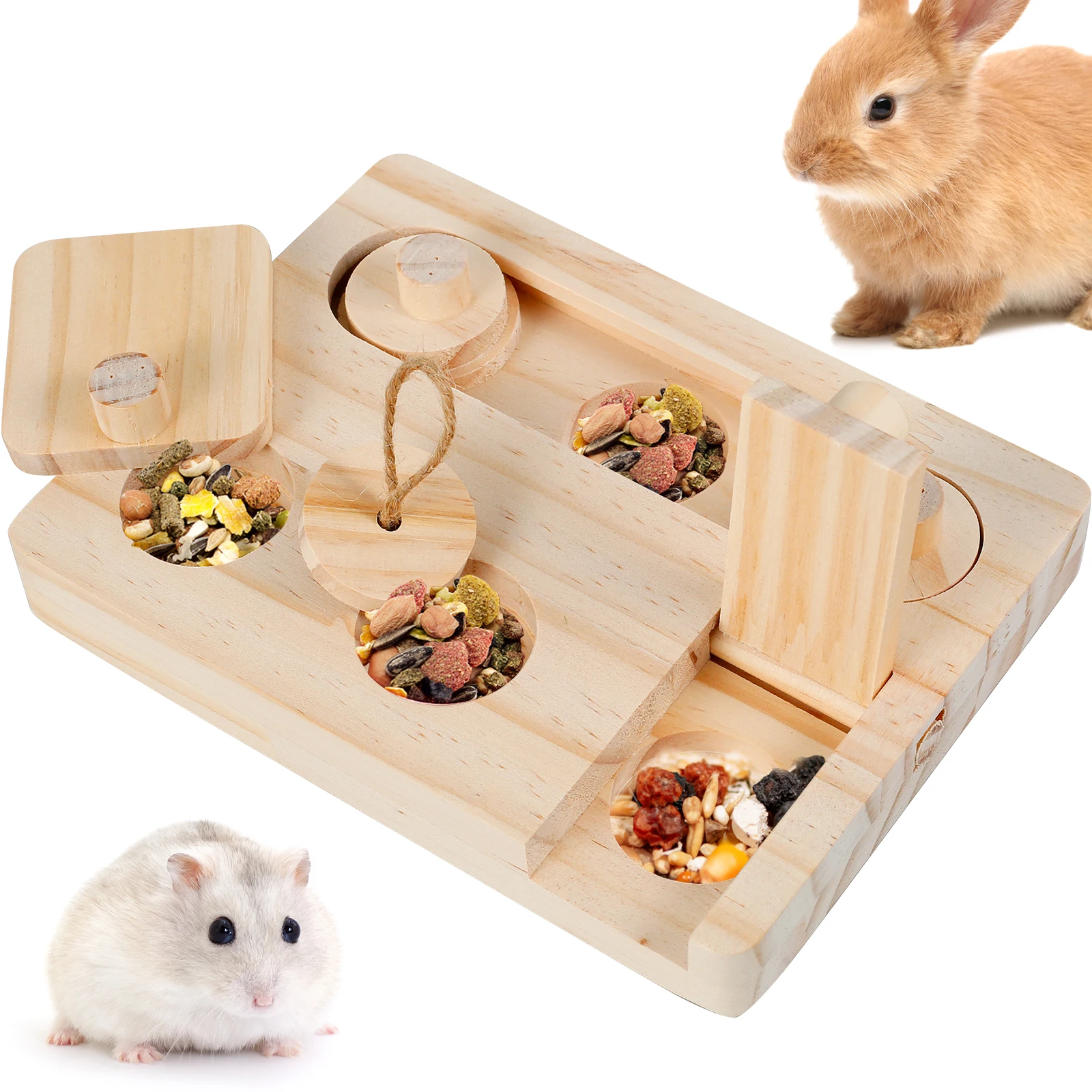 Wooden Interactive Puzzle Toy For Small Pets