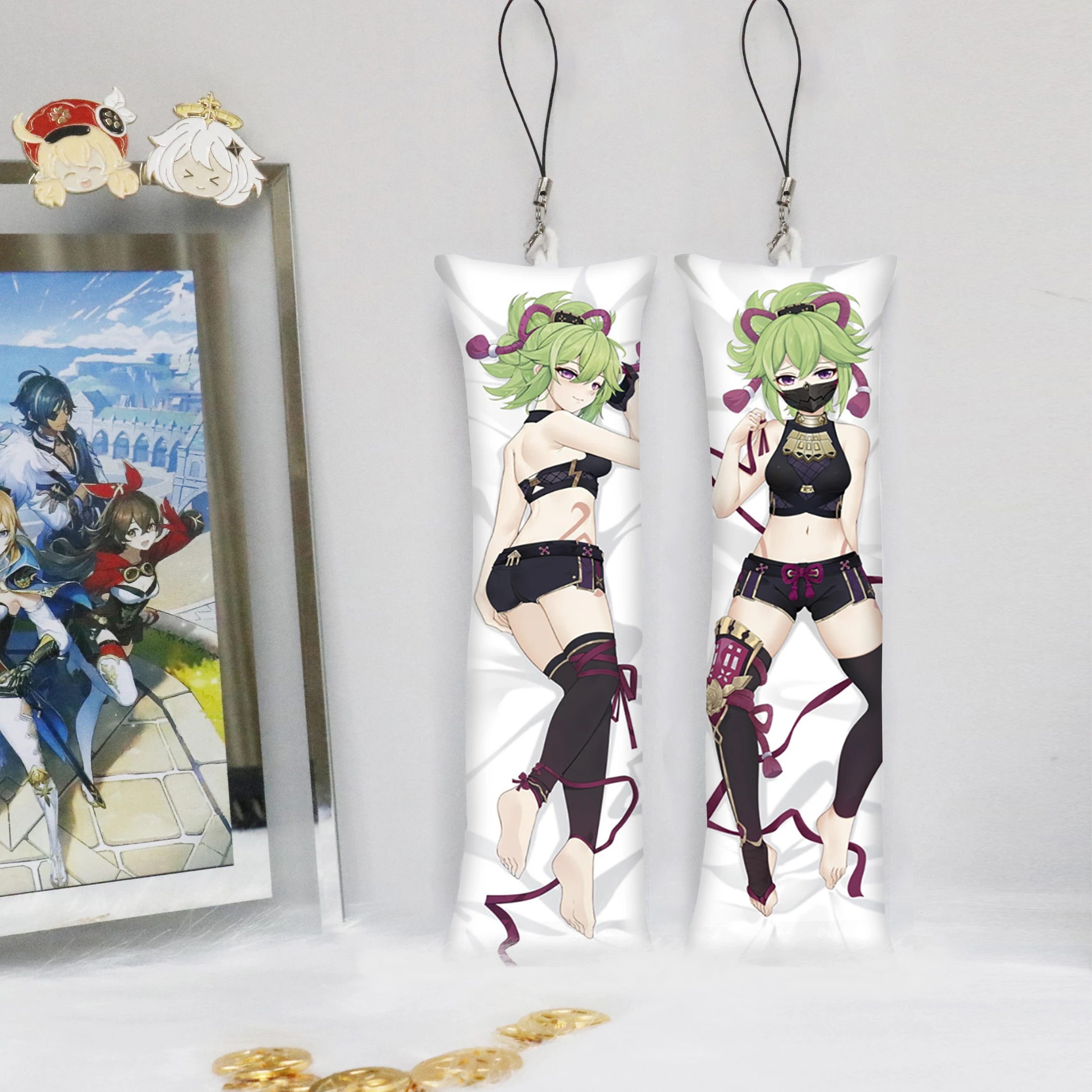 

Kuki Shinobu Genshin Impact Dakimakura Key Chain Mini Pendant Anime Accessories Key Ring Cute Small Body Pillow Bag Pendants