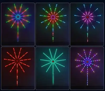 불꽃 놀이 LED 스트립 라이트 RGB 사운드 제어 심포니 불꽃 놀이 라이트 웨딩 크리스마스 음악 제어 전체 키트 드림 유성 램프